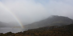 a misty rainbow