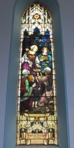 One of the beautiful windows, all in excellent condition, in Mal's (??) church for sale in Campbell Town.