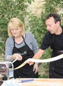 Valli and Martin making pasta