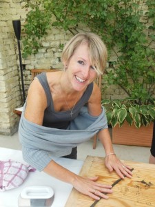 Nicola getting carried away rolling her crosini