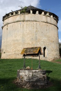 The pigeon house (next building to be restored) and an old well 