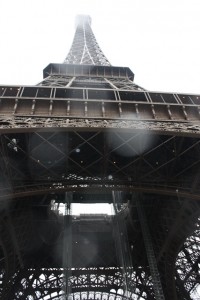 Early morning raindrops on my lens at the Eifel Tower