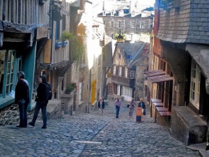 One of the cobbled streets of Dinan