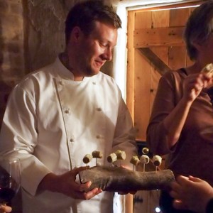 Chef from Hentley Farm Restaurant, Lachlan Colwill with some tasty morsels...