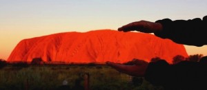 Mal trying to pick Uluru up !