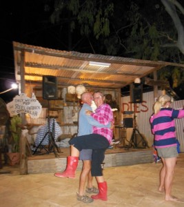 There was lots of dancing that night. The dress was very casual. I loved Jenny with her red gum boots. It was certainly one way of copeing with the dust.