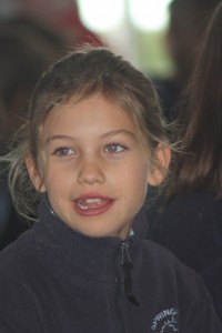 Rosie about to be presented with her award at school