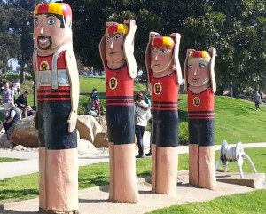 Some of the many bollards on the Geelong foreshore